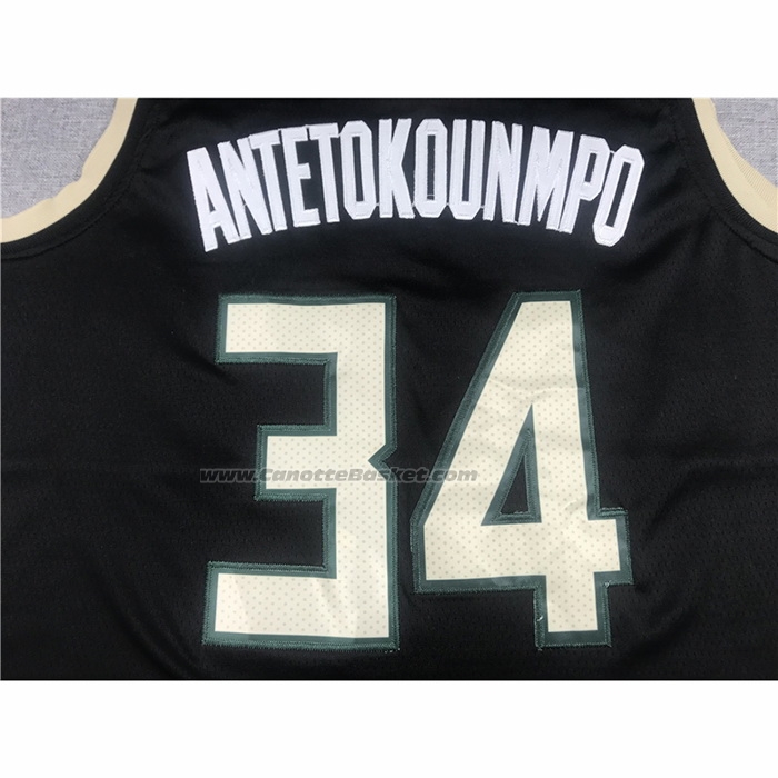 Maglia Milwaukee Bucks Giannis Antetokounmpo NO 34 Statement 2021 Finals Nero